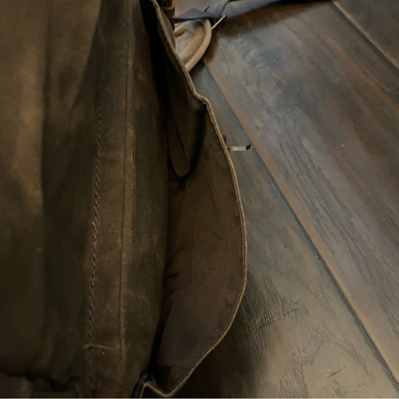 NWT District Fly Brown Leather Fabric Mix Humanely Produced Travelers Backpack - Picture 13 of 14